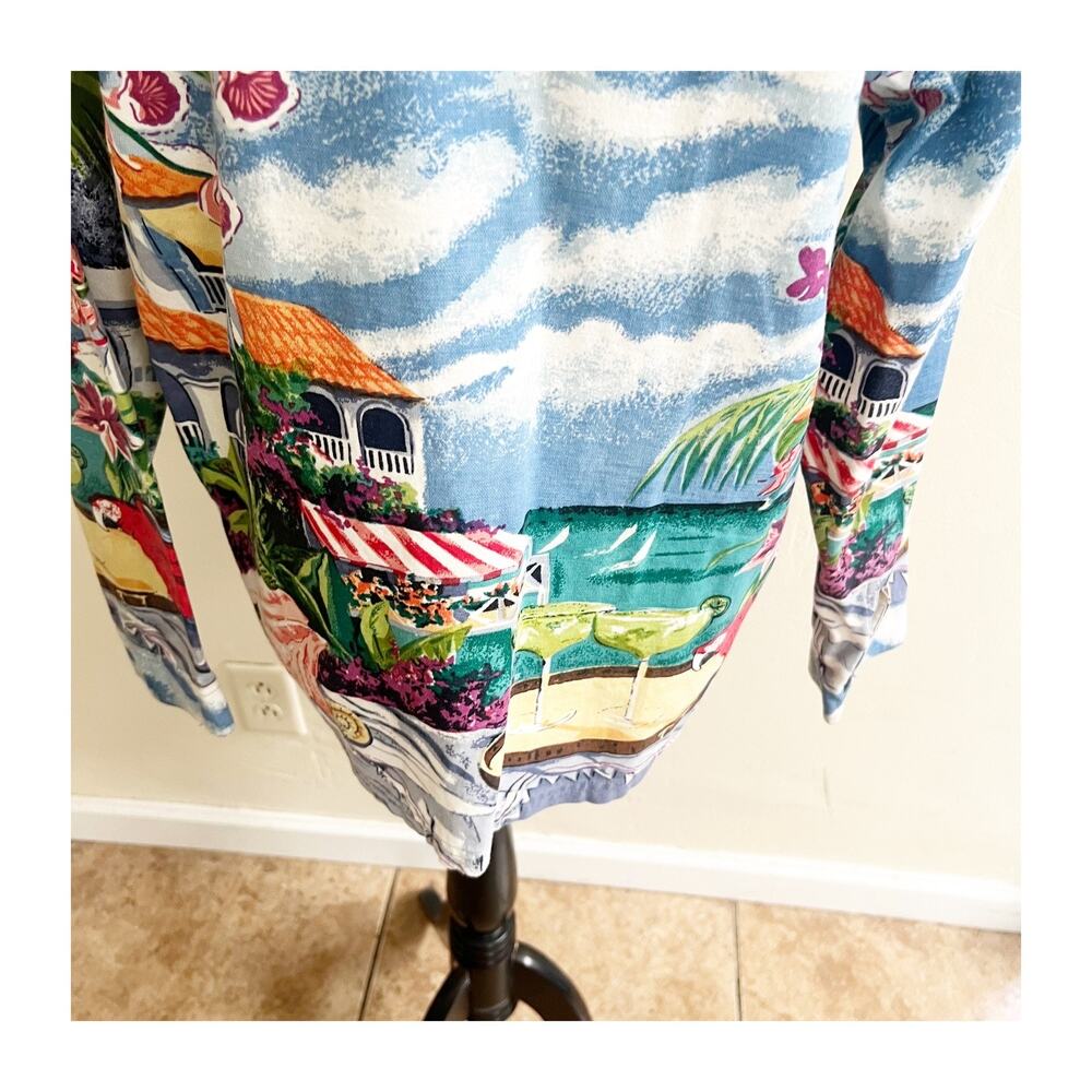 Vtg Real Comfort By Chadwick's Button Up Top Womens M Multi Floral Scenic Print - Picture 9 of 10